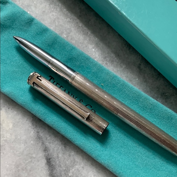 Tiffany & Co. Silver Pen with Teal Pouch - Picture 2 of 2